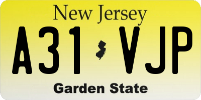 NJ license plate A31VJP