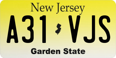 NJ license plate A31VJS