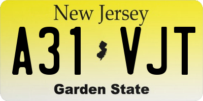 NJ license plate A31VJT