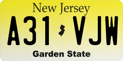 NJ license plate A31VJW
