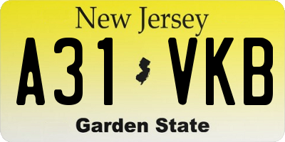 NJ license plate A31VKB
