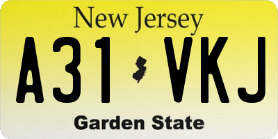 NJ license plate A31VKJ