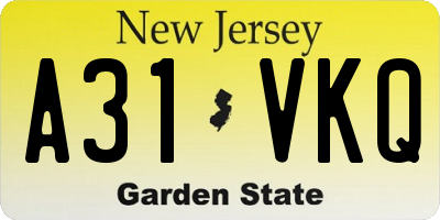 NJ license plate A31VKQ