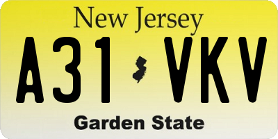 NJ license plate A31VKV