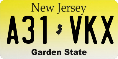 NJ license plate A31VKX