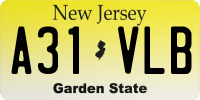 NJ license plate A31VLB