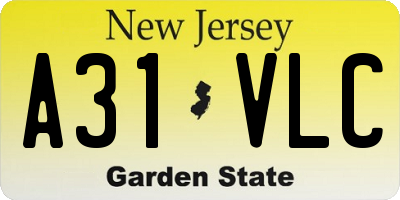 NJ license plate A31VLC