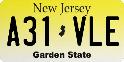 NJ license plate A31VLE