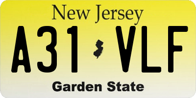 NJ license plate A31VLF