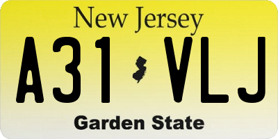 NJ license plate A31VLJ