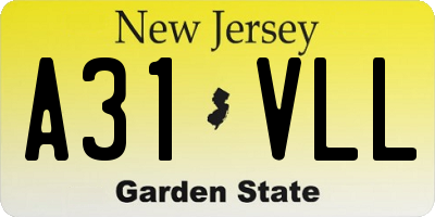 NJ license plate A31VLL