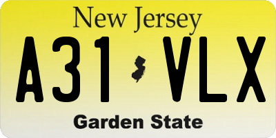 NJ license plate A31VLX