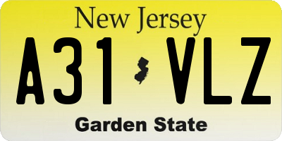 NJ license plate A31VLZ