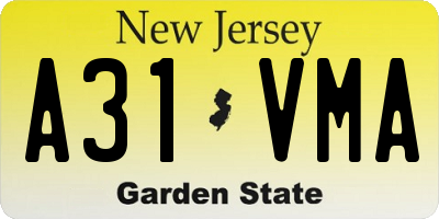 NJ license plate A31VMA