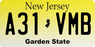 NJ license plate A31VMB