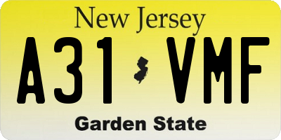 NJ license plate A31VMF