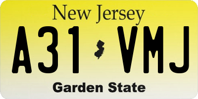 NJ license plate A31VMJ