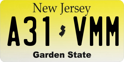 NJ license plate A31VMM
