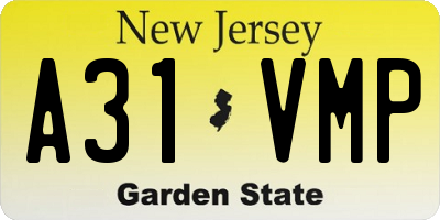 NJ license plate A31VMP