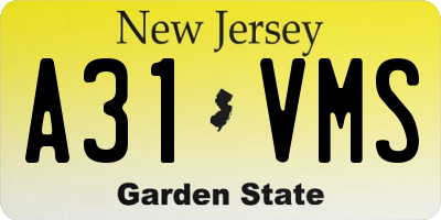 NJ license plate A31VMS