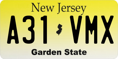 NJ license plate A31VMX