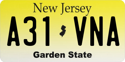 NJ license plate A31VNA