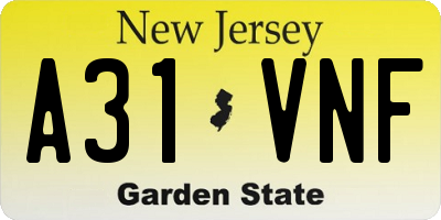 NJ license plate A31VNF