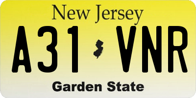 NJ license plate A31VNR
