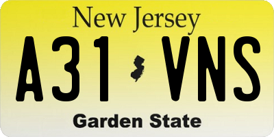 NJ license plate A31VNS