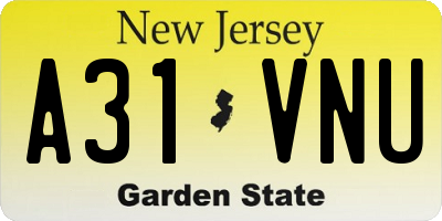 NJ license plate A31VNU