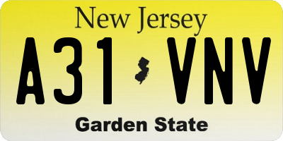 NJ license plate A31VNV