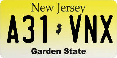 NJ license plate A31VNX
