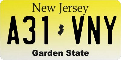 NJ license plate A31VNY