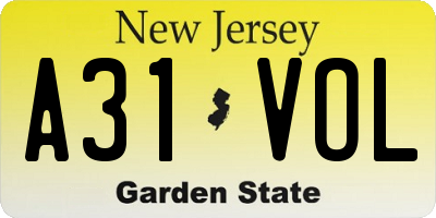 NJ license plate A31VOL