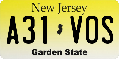 NJ license plate A31VOS
