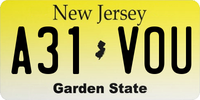 NJ license plate A31VOU
