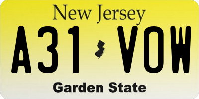 NJ license plate A31VOW