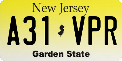 NJ license plate A31VPR