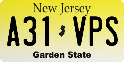 NJ license plate A31VPS