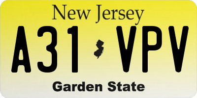 NJ license plate A31VPV
