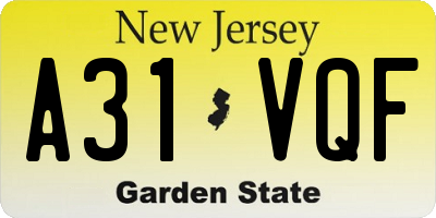 NJ license plate A31VQF