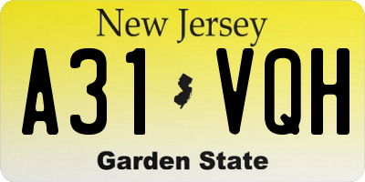 NJ license plate A31VQH
