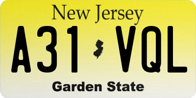 NJ license plate A31VQL