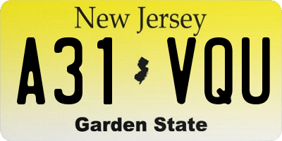 NJ license plate A31VQU