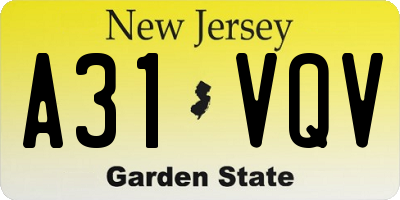 NJ license plate A31VQV