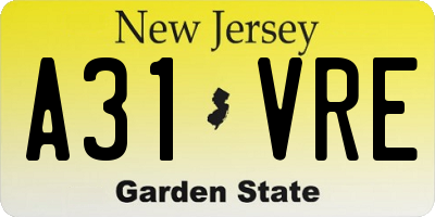 NJ license plate A31VRE