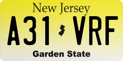NJ license plate A31VRF