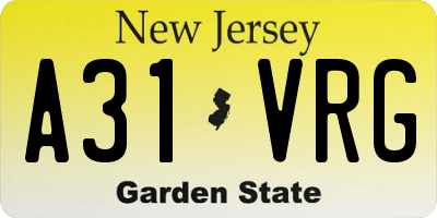 NJ license plate A31VRG