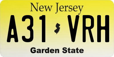 NJ license plate A31VRH