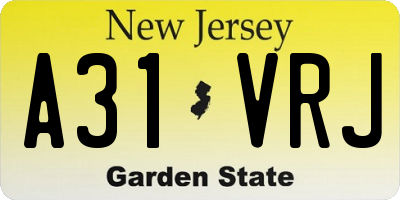 NJ license plate A31VRJ